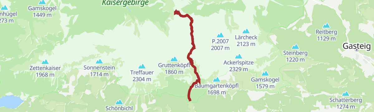 Route map: Kaiserkrone - Alternativroute Durchschreitung Ellmauer Tor (Eggersteig)